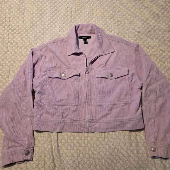 Forever 21 Jackets & Blazers - Forever 21 Corduroy Jacket Women Medium Purple Excellent Cropped Zip